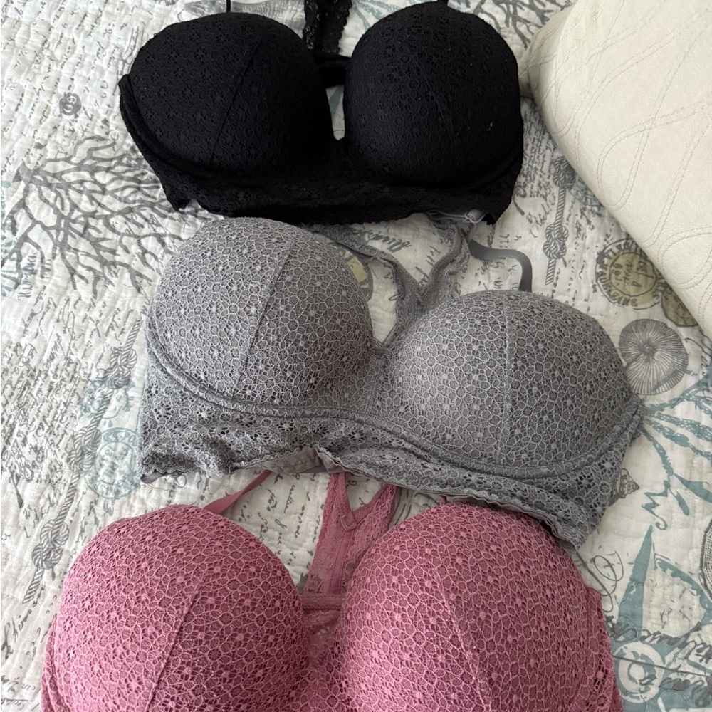 Elegant Lace Women's Intimates Set - Black, Gray, and Pink